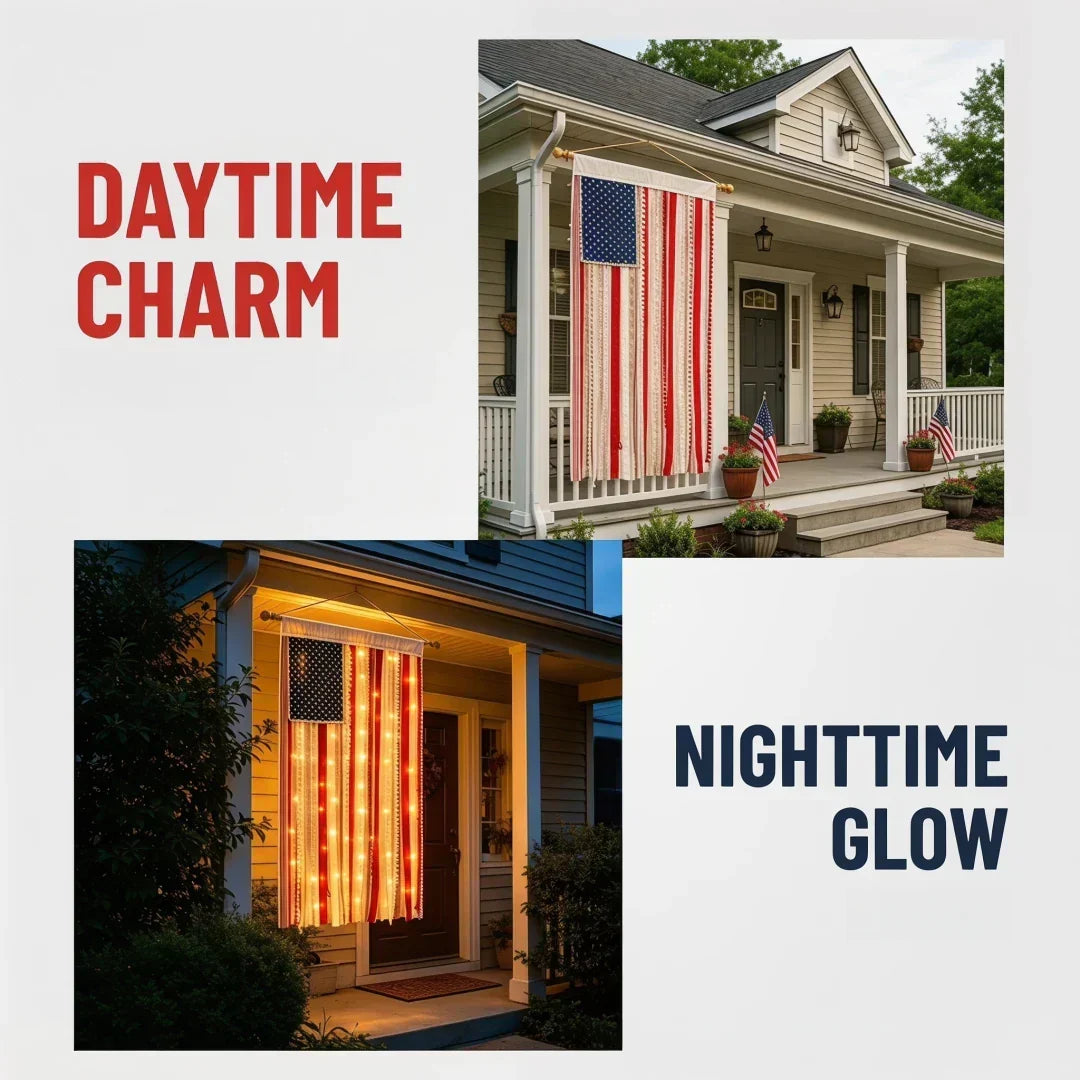 Lighted American Flag Banner