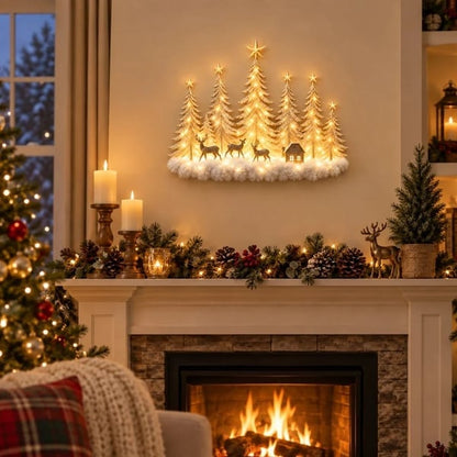 Step Into an Enchanted Winter Grove: Lighted Christmas Woodland Forest Wall Decor
