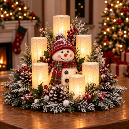 Christmas Reindeer Candle Centerpiece Peace, Joy & Love Holiday Table Decor
