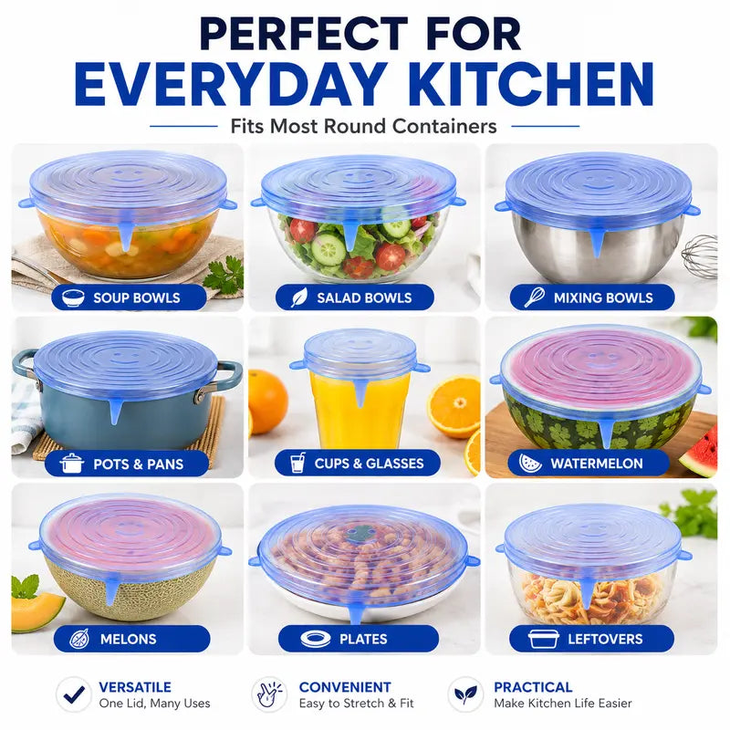 6 Pack Silicone Stretch Lids