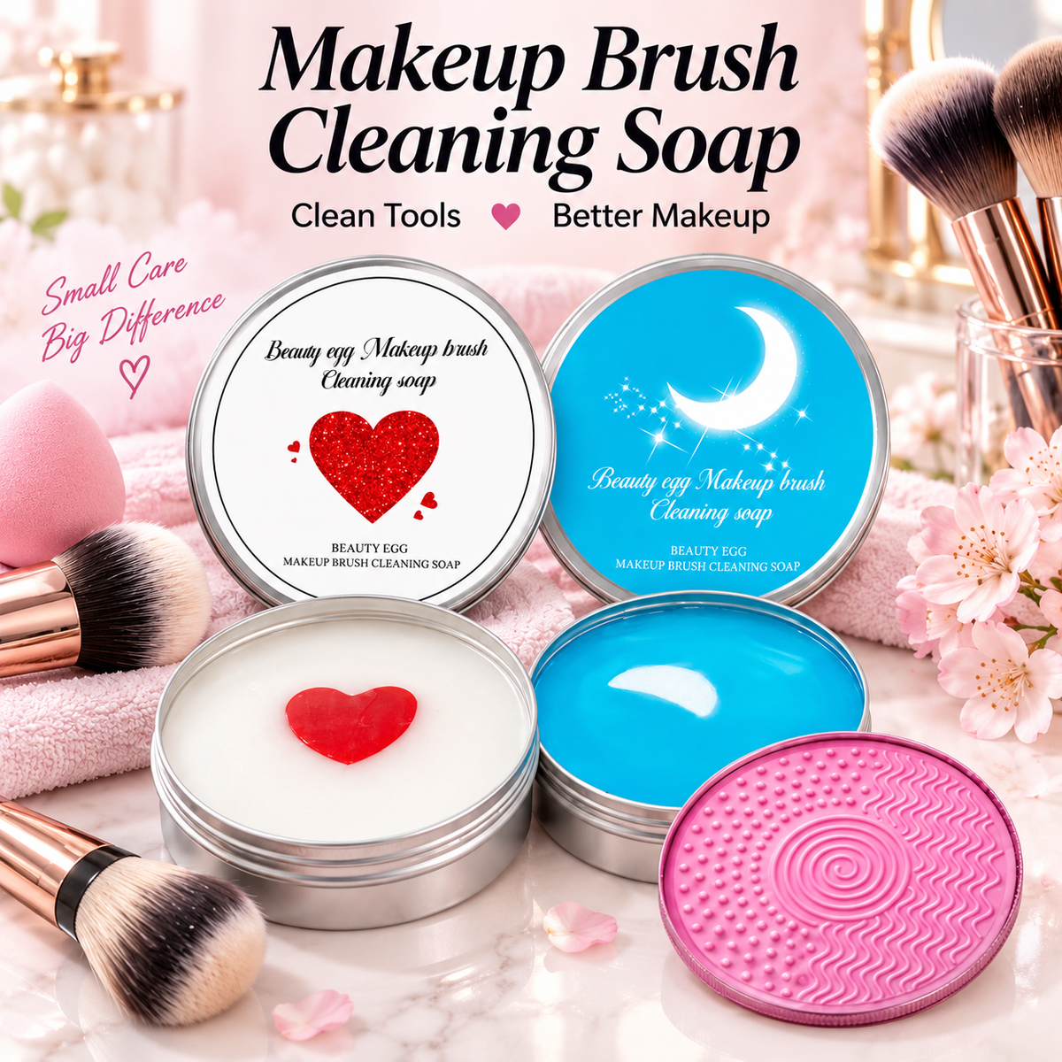 Makeup Brush Cleaning Soap with Silicone Scrub Pad | 100g