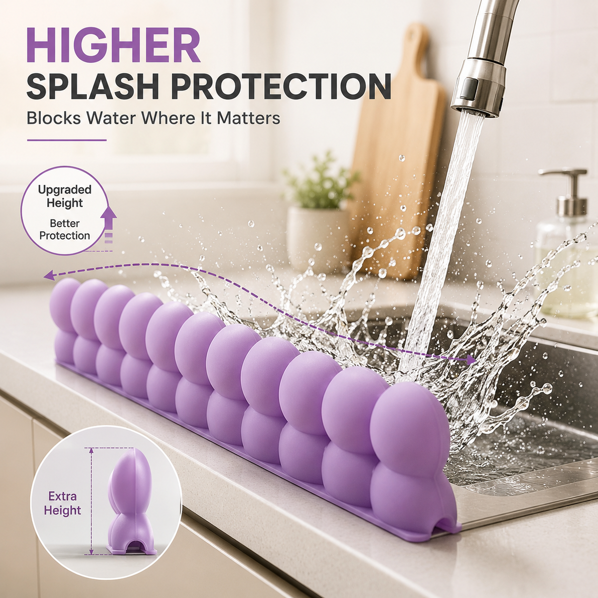 Silicone Sink Splash Guard Keep Counters Dry & Splash-Free