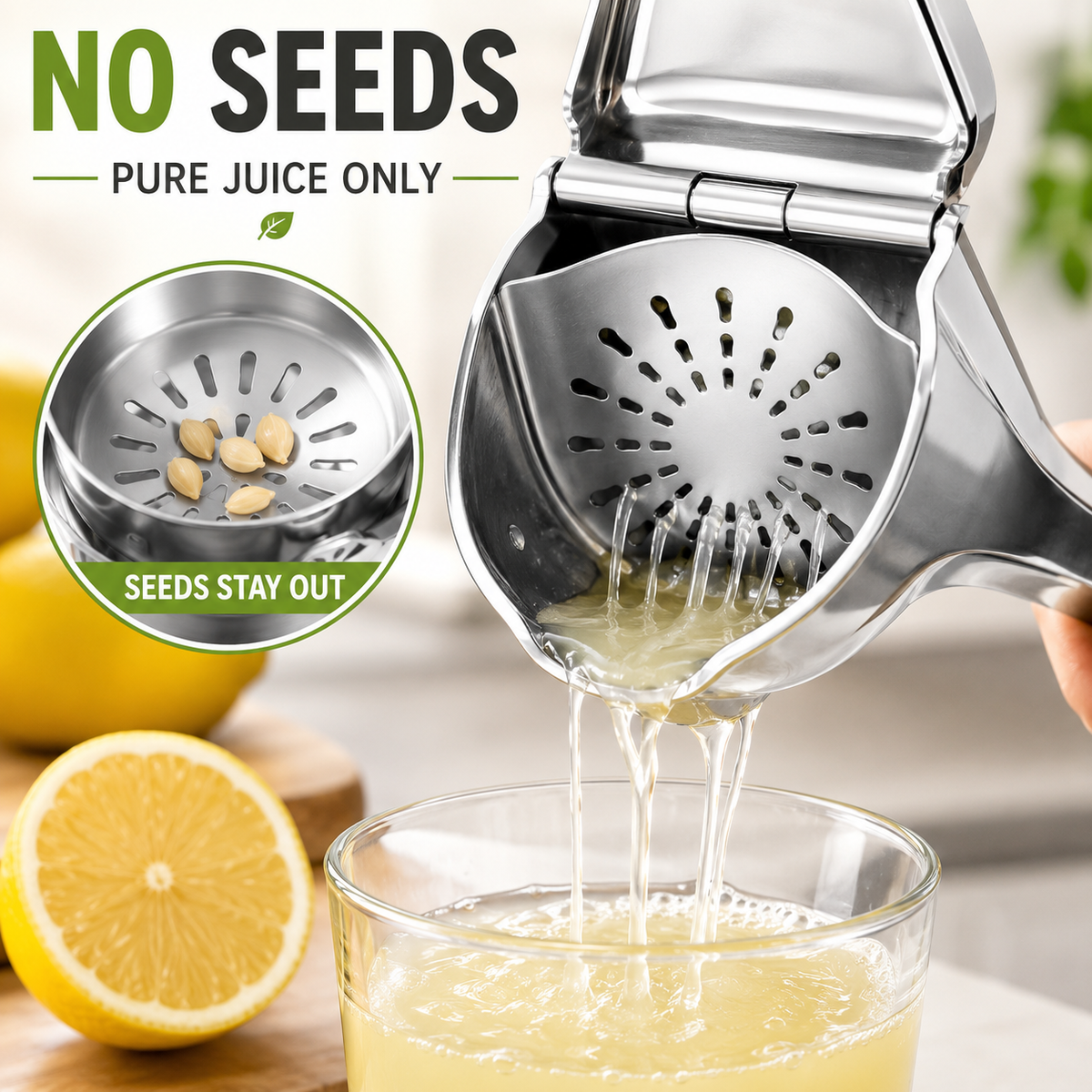 Fresh Lemon Squeezer No Seeds, No Mess, More Juice