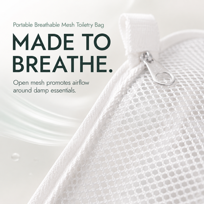 Portable Quick-Dry Mesh Toiletry Bags Hanging Travel Organizers with Toothbrush Slots