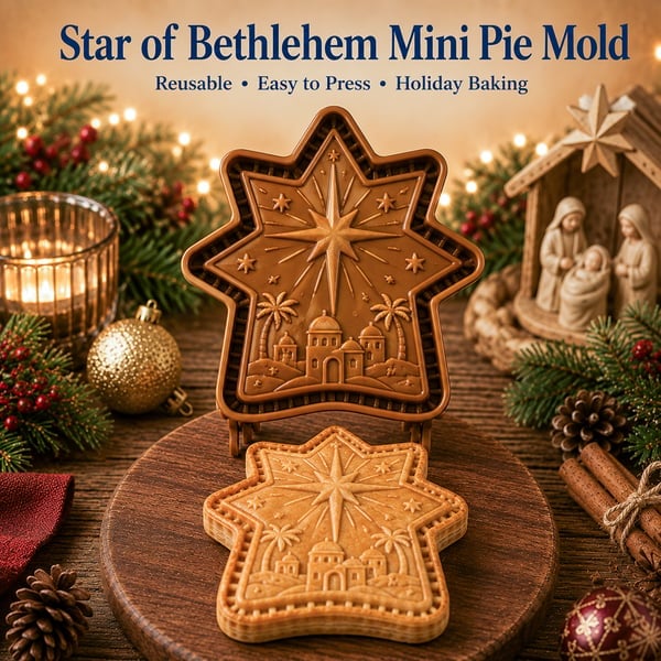Faith & Nativity Christmas Mini Pie Mold Collection | Reusable Embossed Molds for Shaping Detailed Praying Jesus