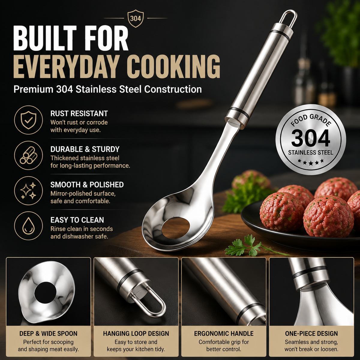 Stainless Steel Meatball Maker Spoon Make Perfect Meatballs Without Messy Hands
