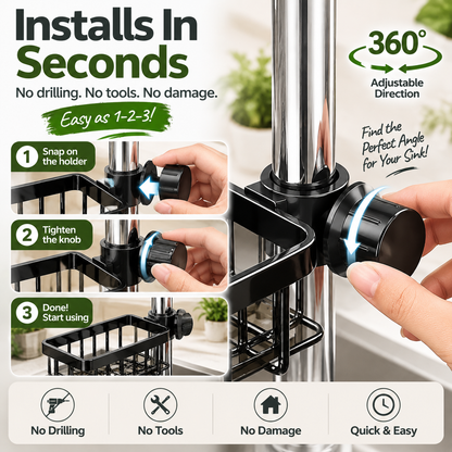 Faucet Sink Organizer Rack Keep Your Kitchen Sink Clean & Clutter-Free