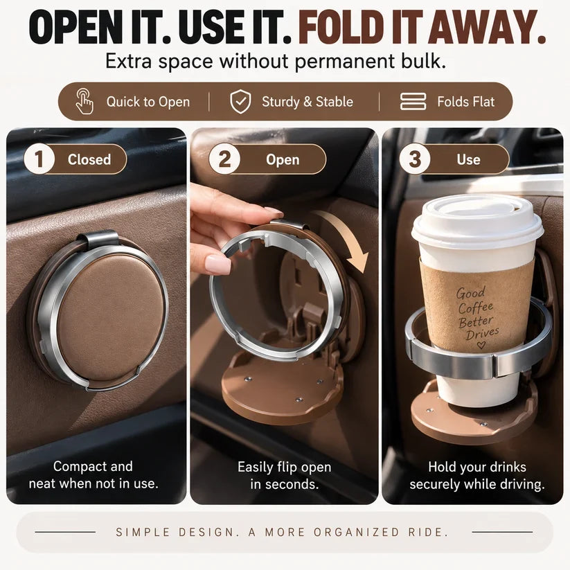 Foldable Car Cup Holder for Extra Drink Space Anytime