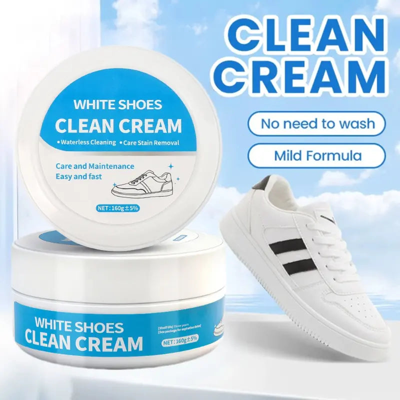 White Shoe Cleaning Cream | Waterless Stain Remover with Sponge