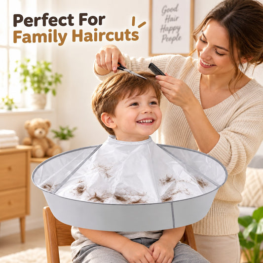 Portable Hair Cutting Cape 23.62' Wide Hair Catcher, Waterproof & Easy-Clean Design for Mess-Free Home Haircuts