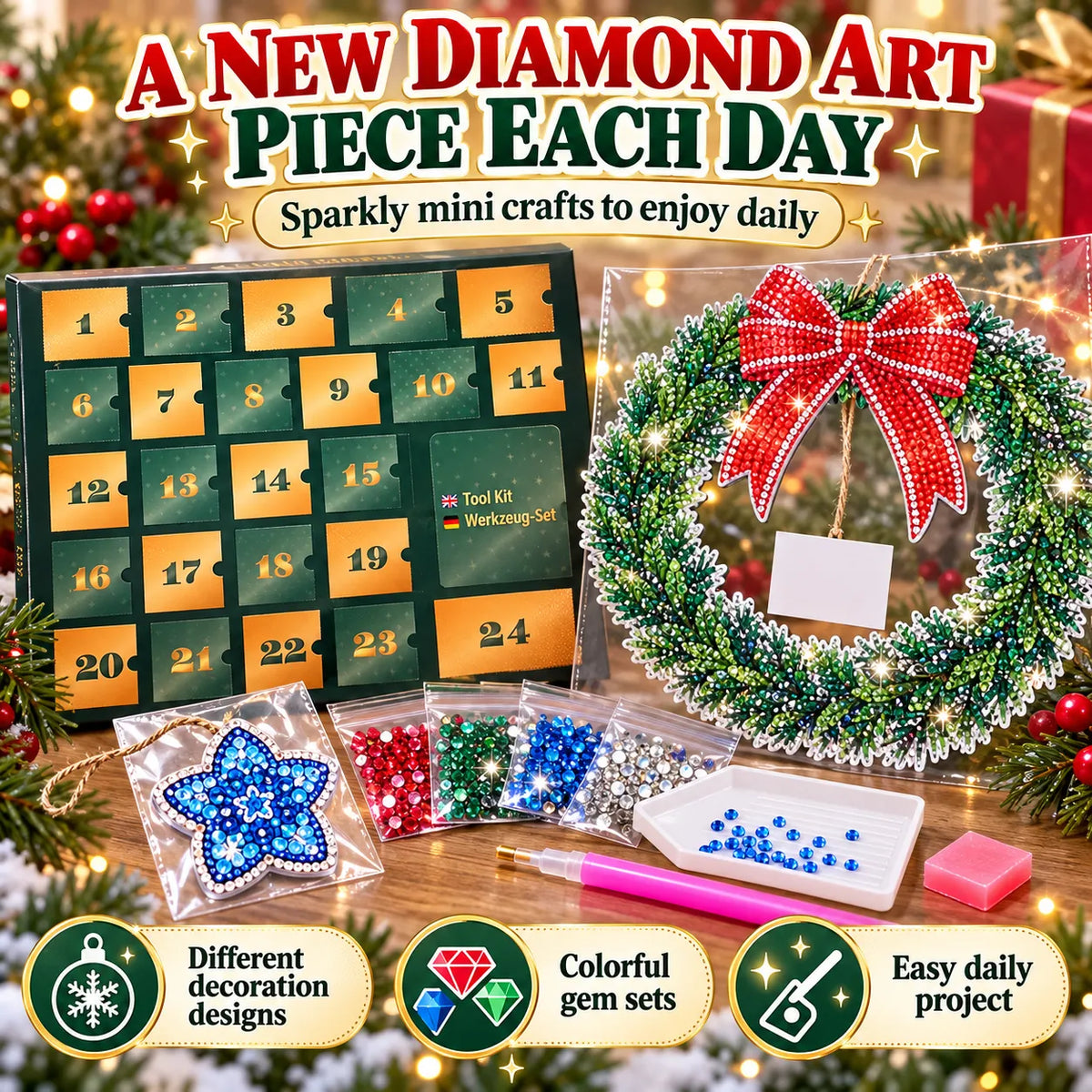 Beginner-Friendly 24-Day Diamond Art Wreath Advent Calendar Craft Your Christmas Countdown