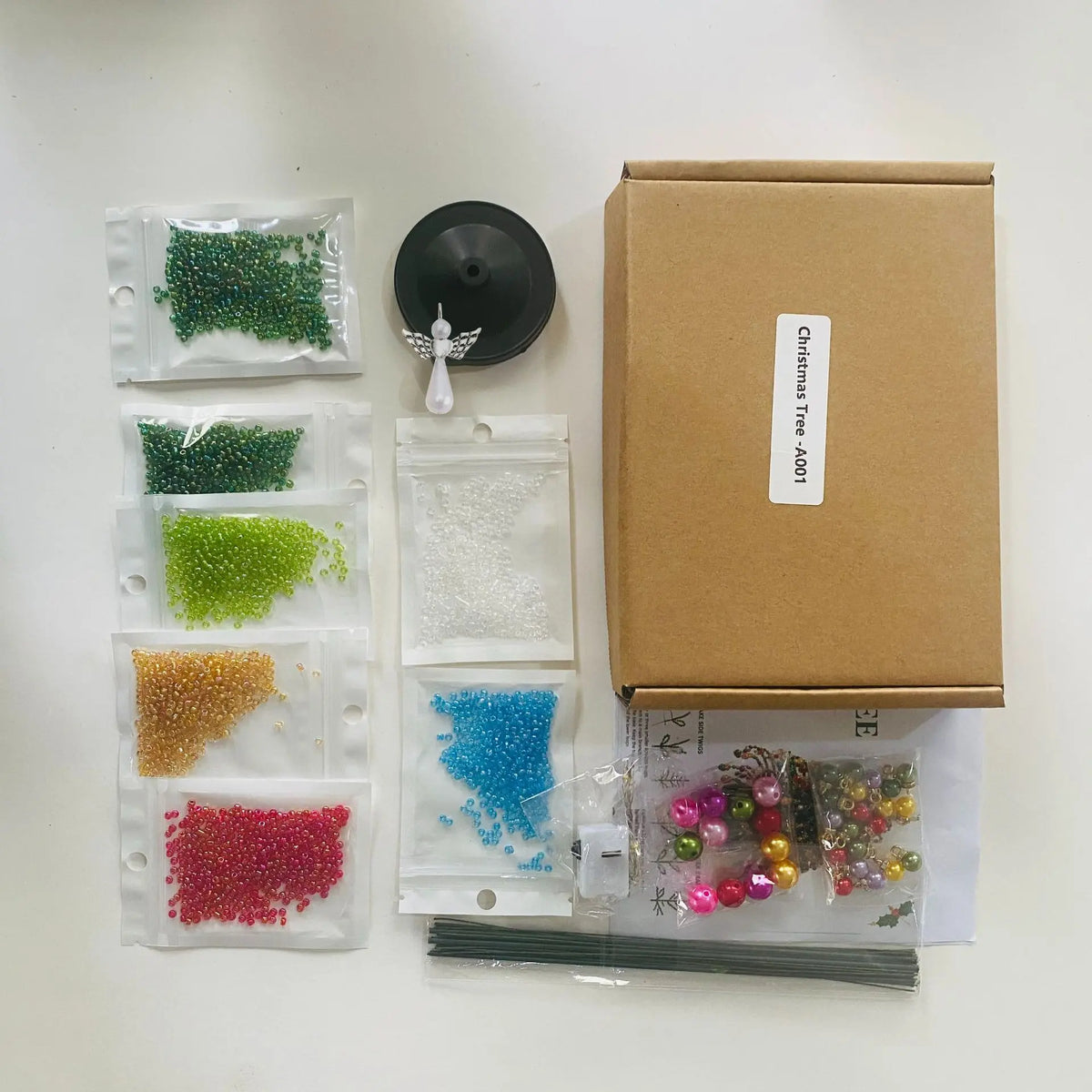 DIY Crystal Beaded Mini Christmas Tree Kit, Fun Family Holiday Craft Gift Set