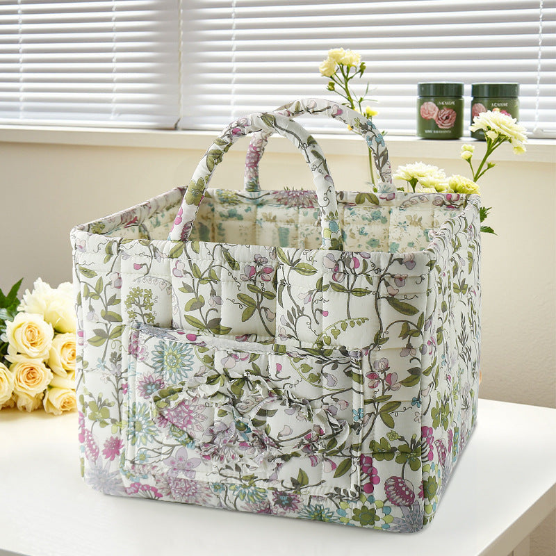 Floral Fabric Storage Basket