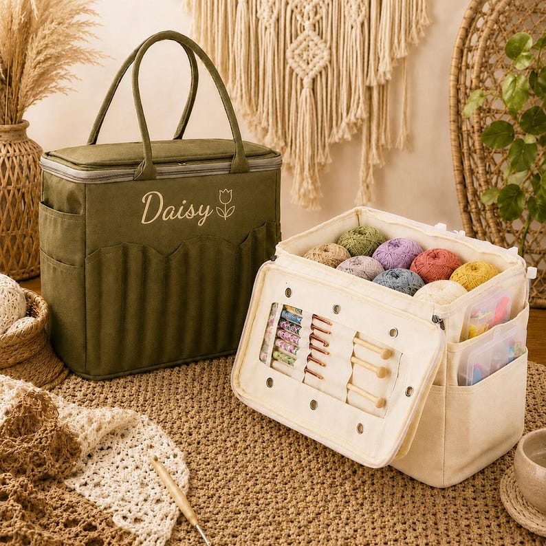 Personalized Crochet & Knitting Bag Perfect Gift for Crafters