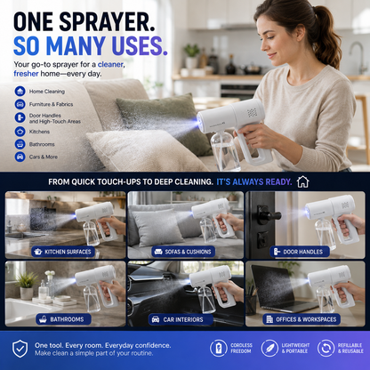 Cordless Nano Mist Sprayer Continuous Fine Mist & Wide Coverage
