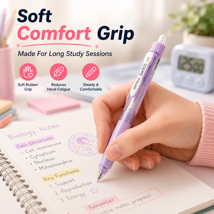 6-Color Silent Switch Gel Pen Set | Twist Between Silent & Clicky | 0.5mm Quick-Dry Smooth Writing Pens