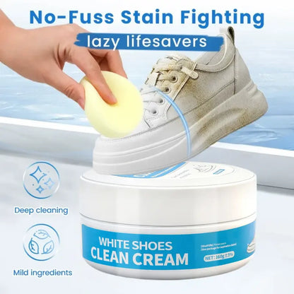 White Shoe Cleaning Cream | Waterless Stain Remover with Sponge