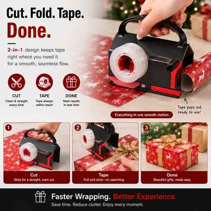 2-in-1 Wrapping Cutter & Tape Dispenser