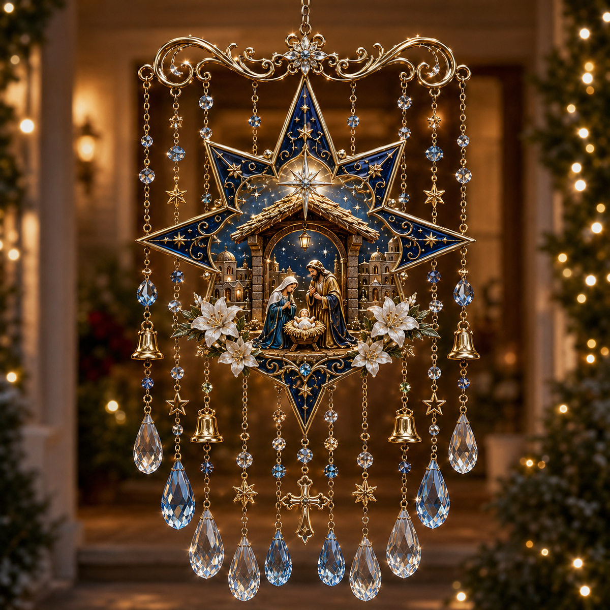 Christmas Crystal Wind Chime for Porch & Garden Decor