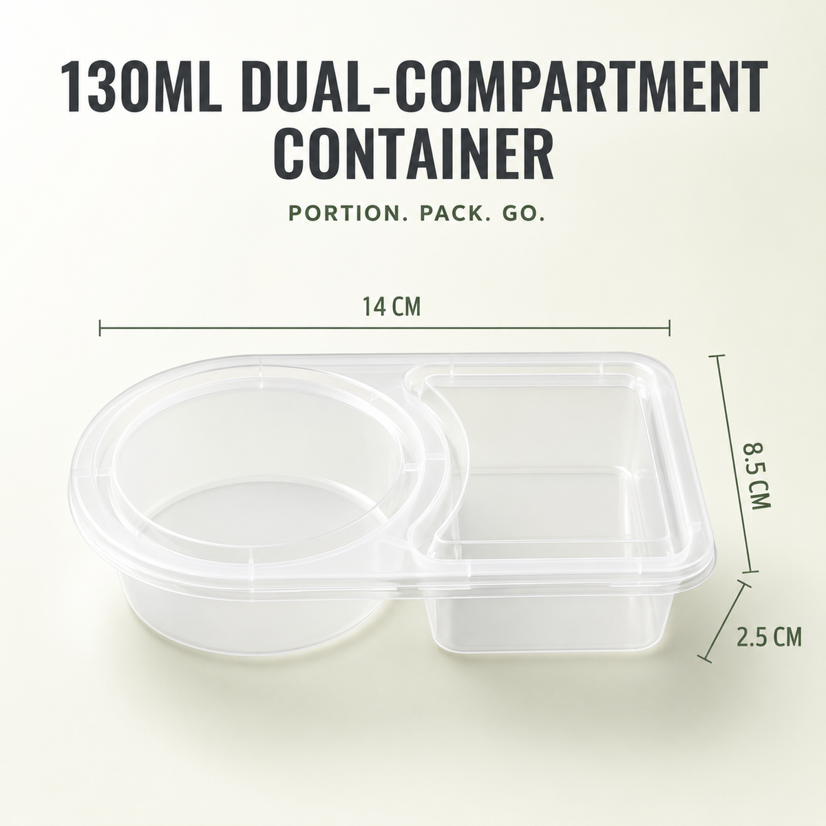 Dual Compartment Disposable Food Containers Leakproof Takeout Boxes with Sauce Compartments
