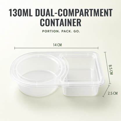 Dual Compartment Disposable Food Containers Leakproof Takeout Boxes with Sauce Compartments