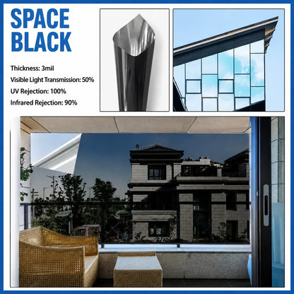 One-Way Privacy Window Film Daytime Mirror Effect, Heat Blocking & UV Protection