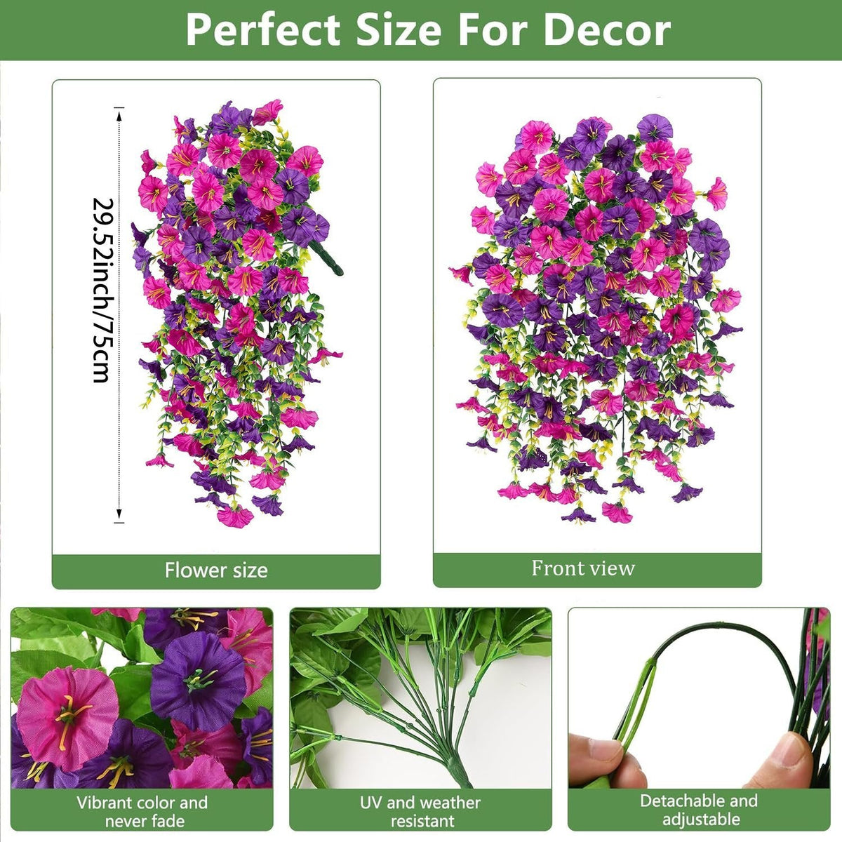 UV Resistant Hanging Artificial Morning Glory Vine