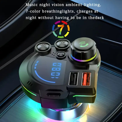 5.3 Bluetooth FM Car Charger with Type-C & Dual USB