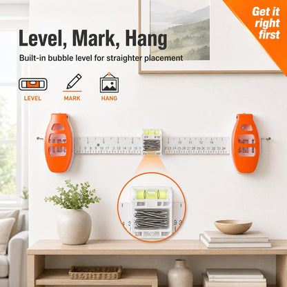 All-in-One Picture Hanging Tool with Level & Dual Nail Positioners
