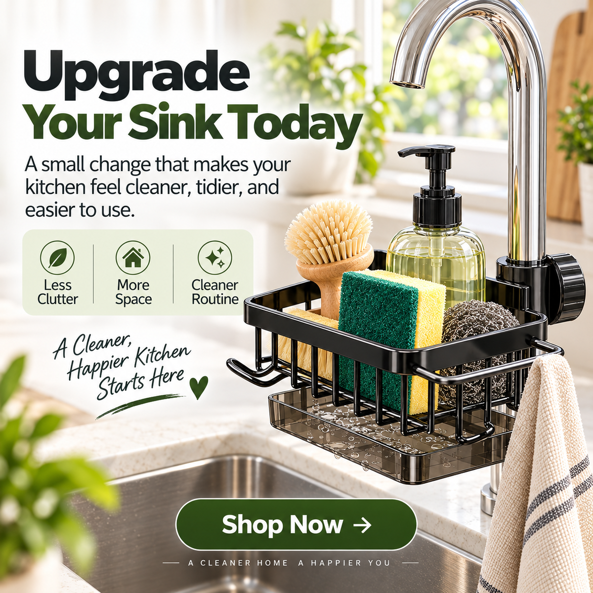 Faucet Sink Organizer Rack Keep Your Kitchen Sink Clean & Clutter-Free