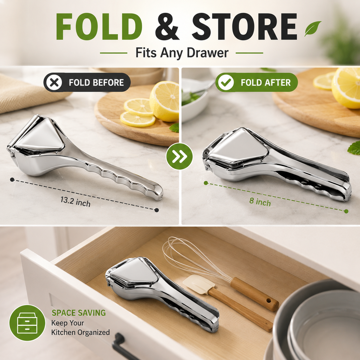 Fresh Lemon Squeezer No Seeds, No Mess, More Juice