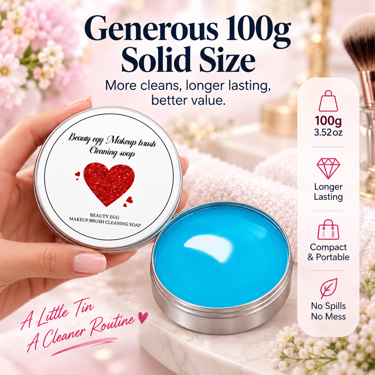 Makeup Brush Cleaning Soap with Silicone Scrub Pad | 100g