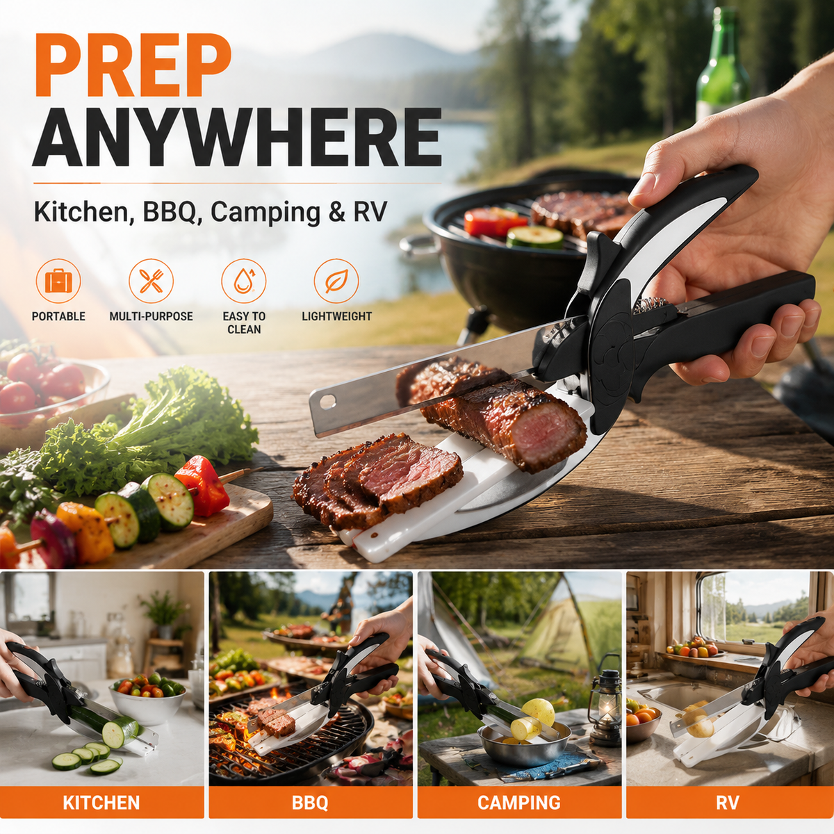 2-in-1 Kitchen Scissors With Cutting Board Smart Food Prep Tool