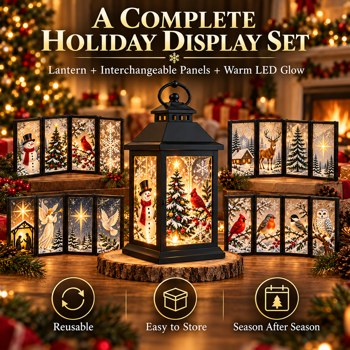 Interchangeable Crystal Lantern Light-Up Holiday D cor
