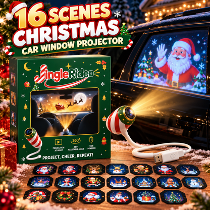 🎄 16-Scene Christmas Car Window Projector — 1 Projector + 16 Interchangeable Slides