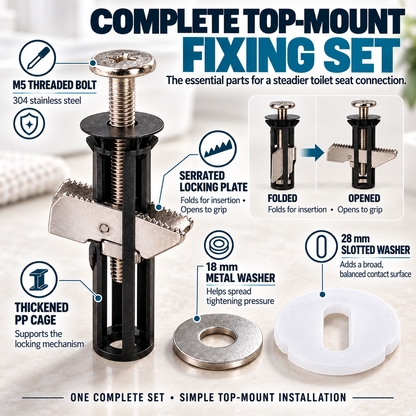 Universal Locking Toilet Seat Fixing Bolt 304 Stainless Steel Quick-Lock Kit with 2 Washers