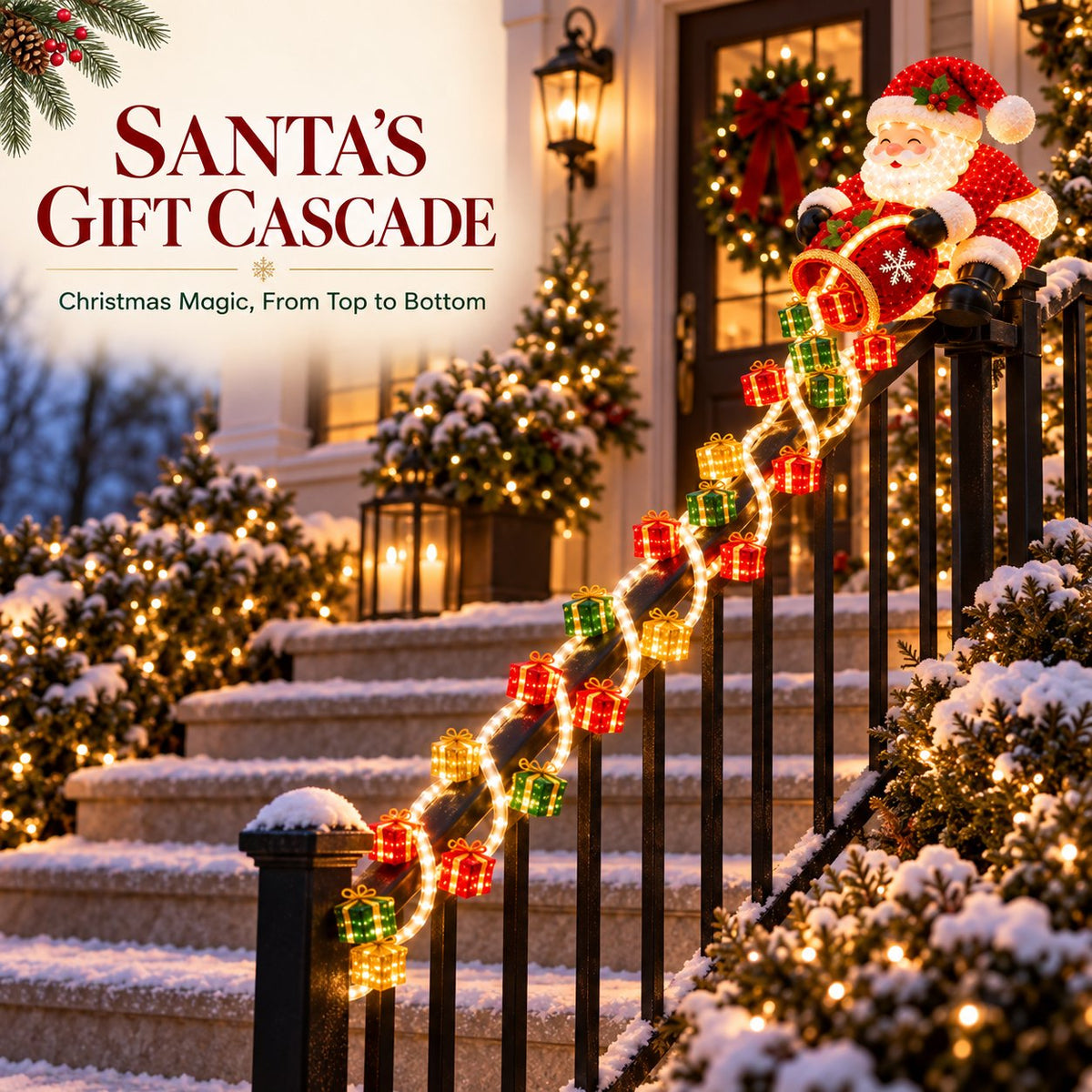 Santa Magic Gift Cascade Railing Light