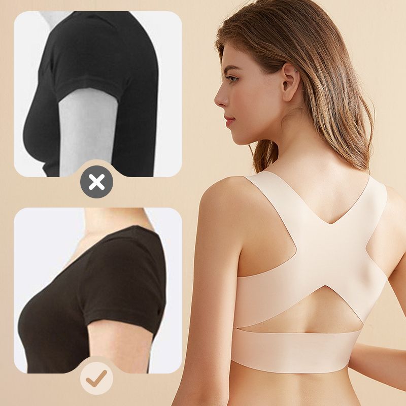 NOW! Front Closure Cross-Back Wireless Posture Bra Ultra Push-Up, All-Day Comfort & Natural Lift for a Slimmer