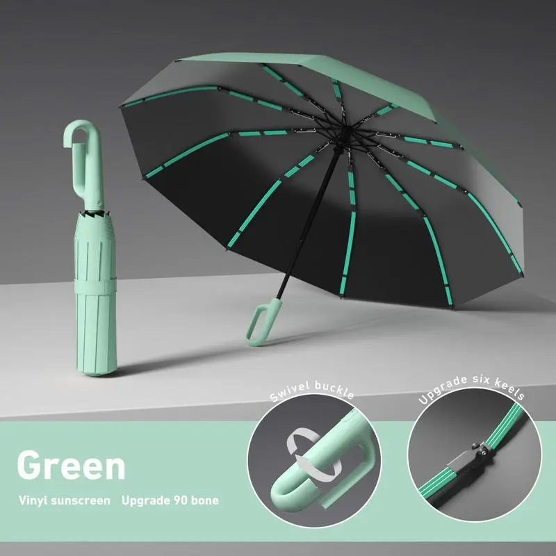Portable Automatic Folding Umbrella-Windproof Waterproof with Loop Buckle