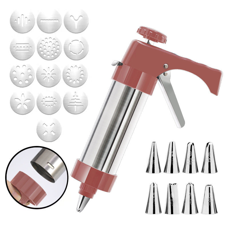 Stainless Steel Cookie Pres with 13 Discs & 8 Nozzles