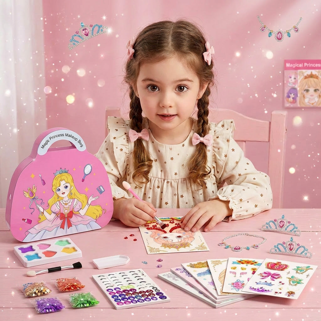 Special Diamond Painting & Princess Book Makeup Craft Kits Foil Art Books Set Play on Paper for Girl Handcraft Easter