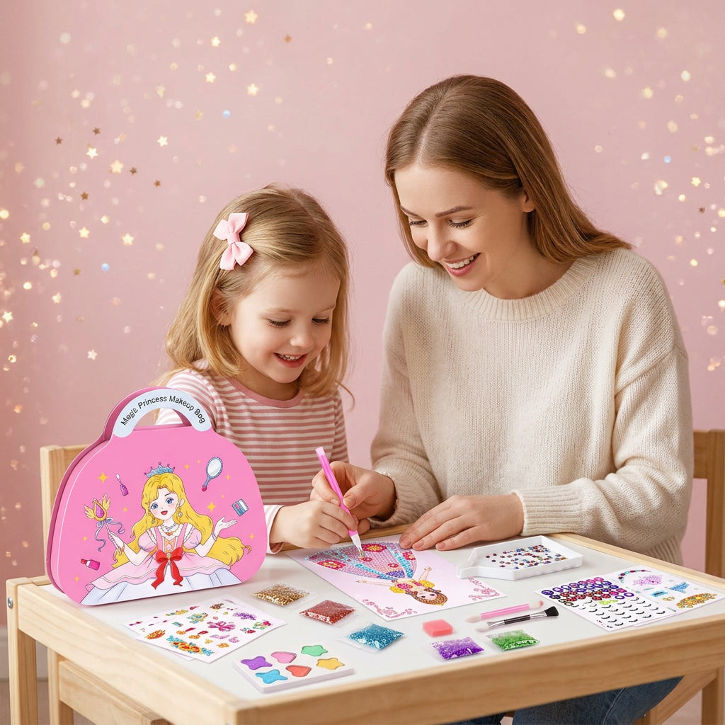 Special Diamond Painting & Princess Book Makeup Craft Kits Foil Art Books Set Play on Paper for Girl Handcraft Easter