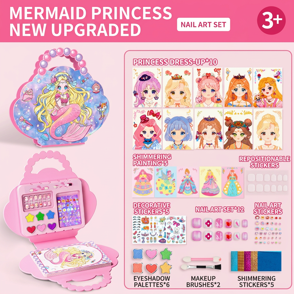Special Diamond Painting & Princess Book Makeup Craft Kits Foil Art Books Set Play on Paper for Girl Handcraft Easter