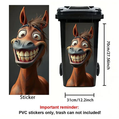 Creative Trash Can Sticker with Colourful Cartoon