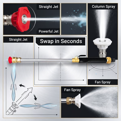 High-pressure water gun 3 interchangeable nozzles, durable aluminium alloy & powerful