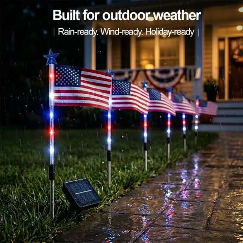 Independence Day -8 PCS Flag Light Set (4th of July Decorations with 8 Lighting Modes)