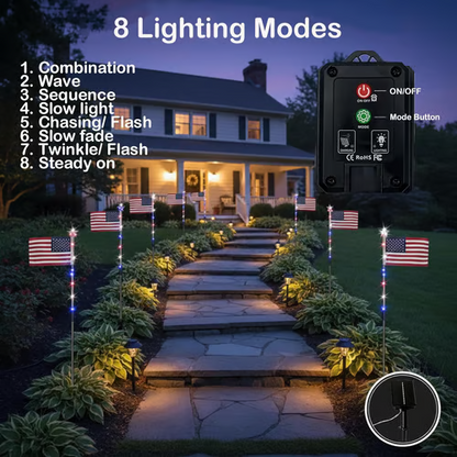 Independence Day -8 PCS Flag Light Set (4th of July Decorations with 8 Lighting Modes)