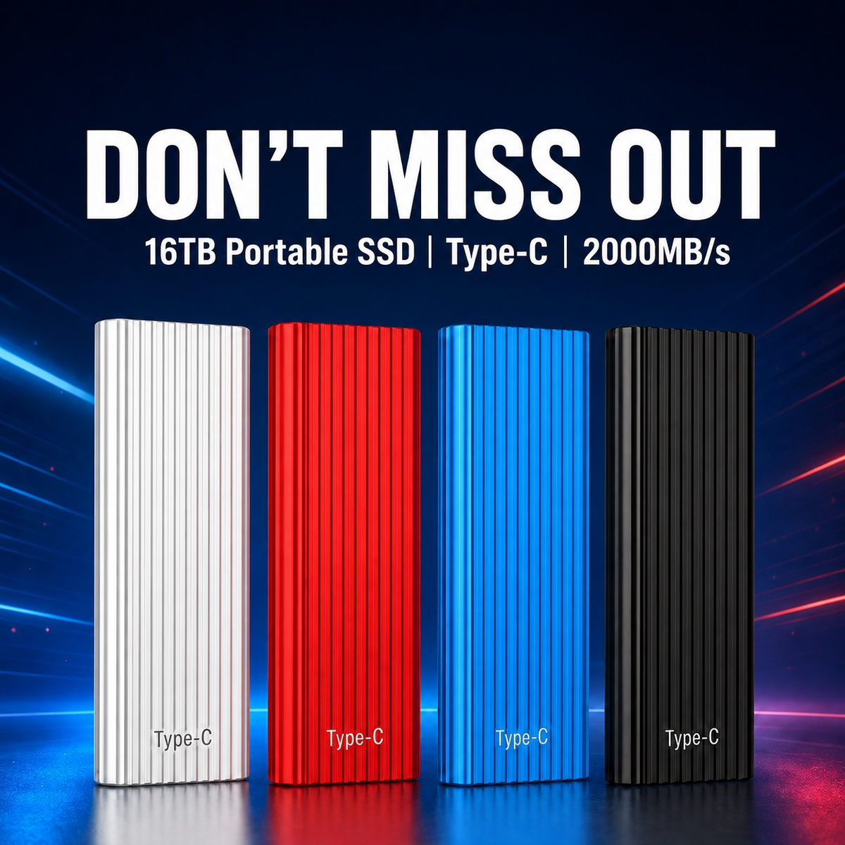 Almost Gone-16TB Mini SSD | Type-C Portable Drive