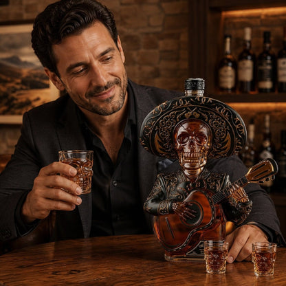 Mexican Mariachi Skeleton Decanter