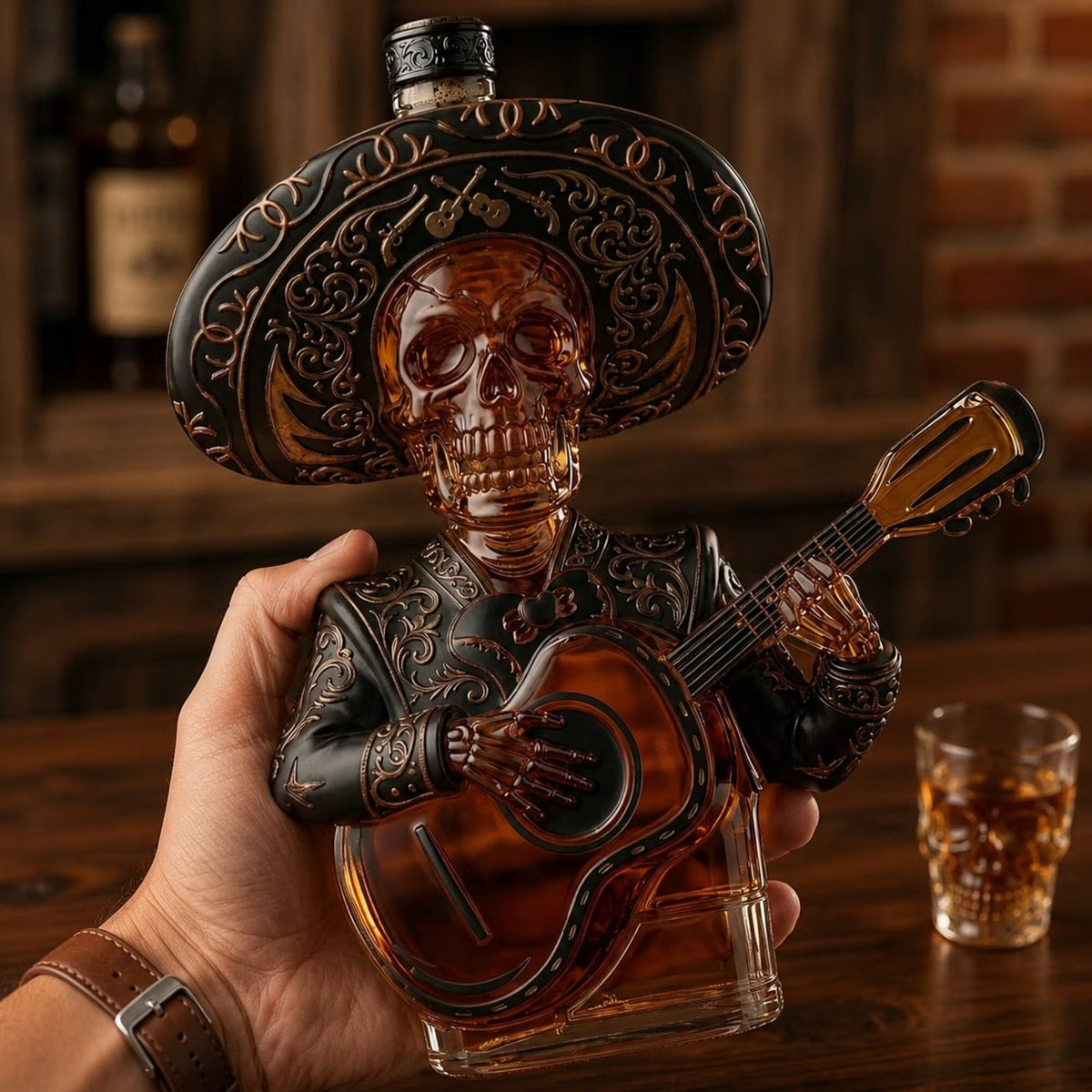 Mexican Mariachi Skeleton Decanter